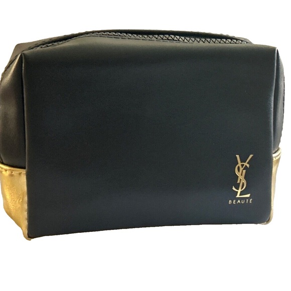Yves Saint Laurent Beaute YSL black gold Makeup cosmetic Bag Pouch case clutch - Picture 2 of 6